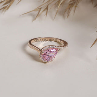 Pear Cut Pink Stone Engagement Ring