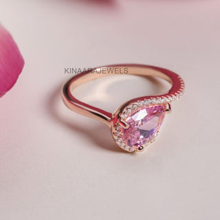 Pear Cut Pink Stone Engagement Ring - Kinaara Jewels