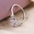 Three Stone Cushion and Pear Cut Lab Grown Diamond Engagement Ring1