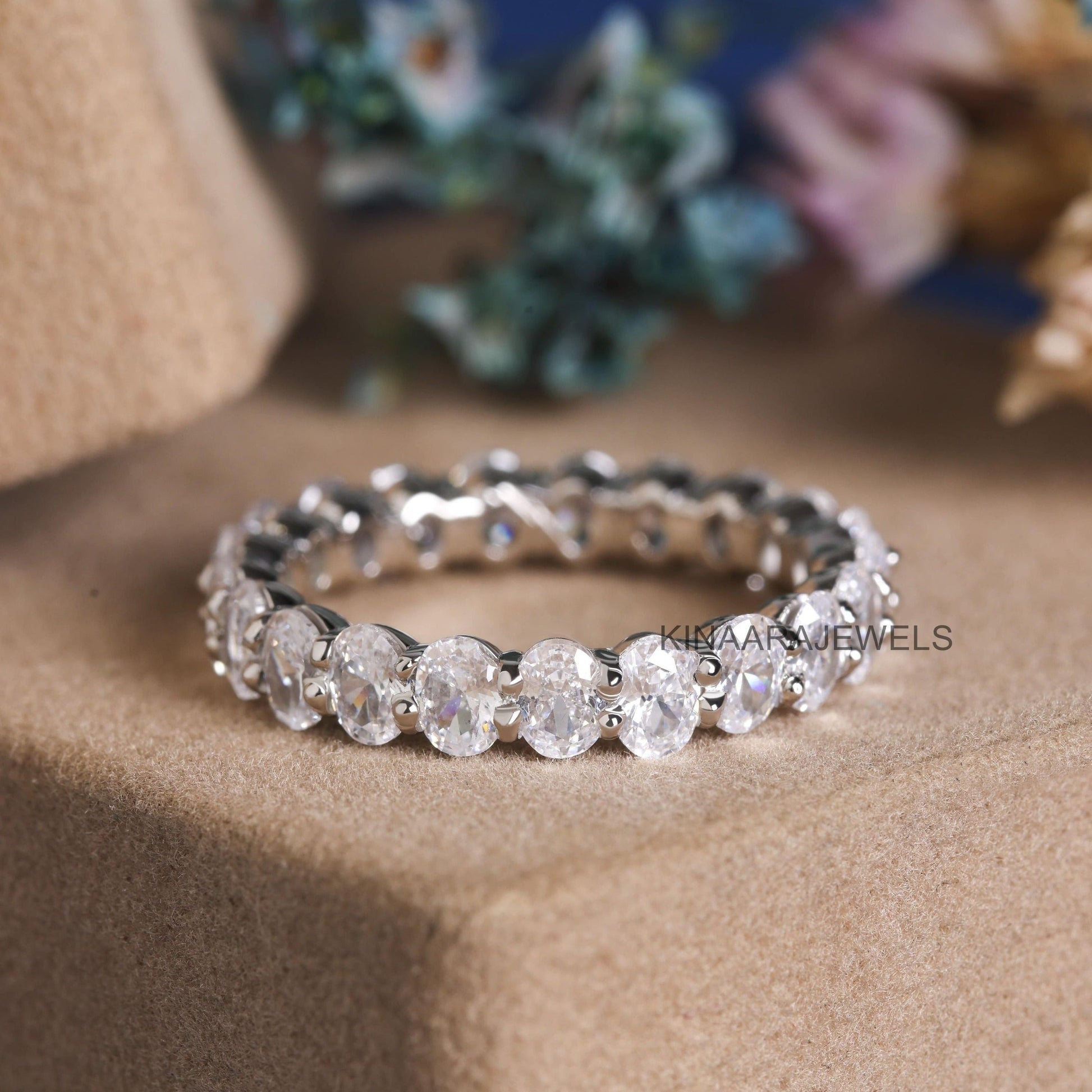 Lab Grown Oval Cut Diamond Full Eternity Band
