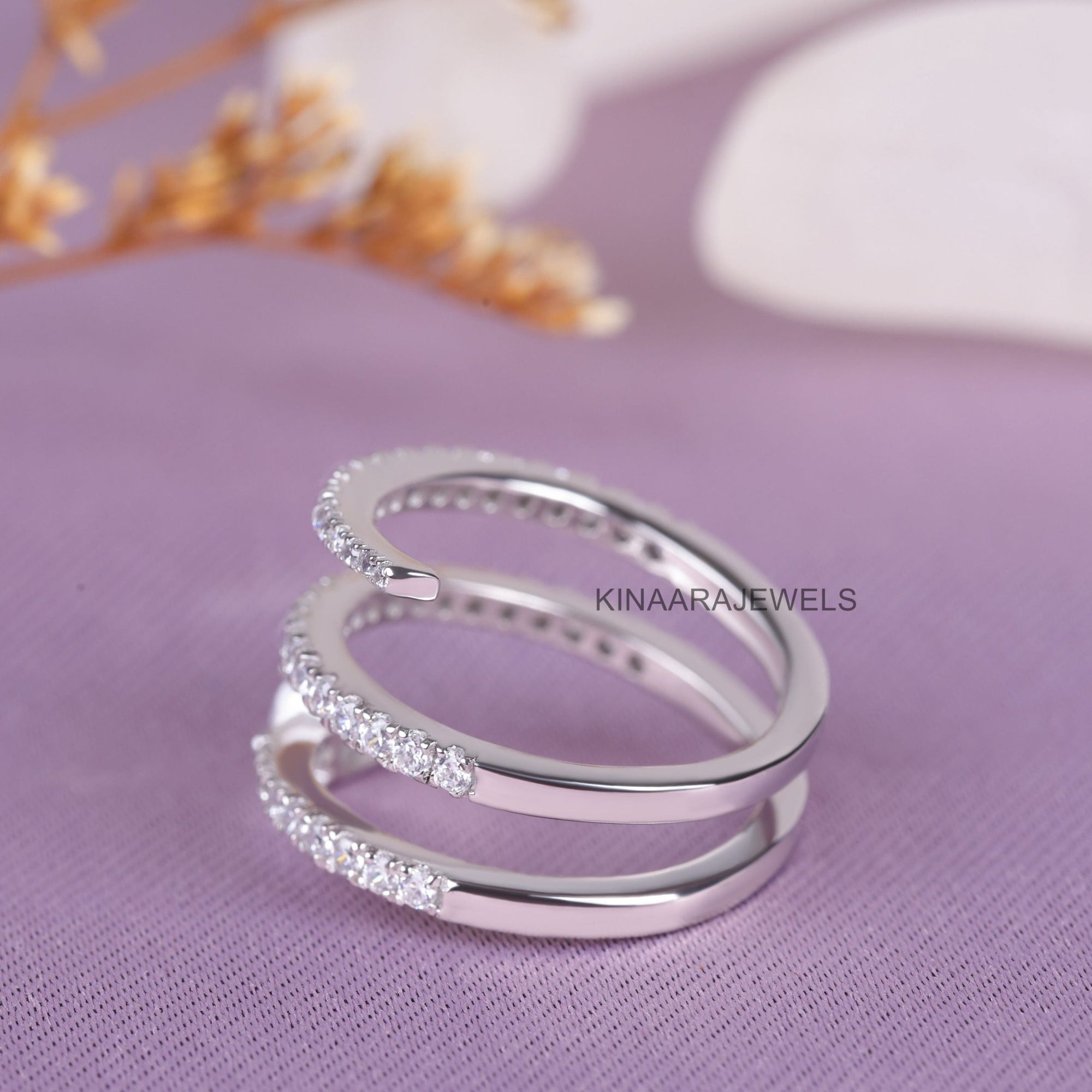 White Gold Snake Pear Lab Created Diamond Swirl Ring1			