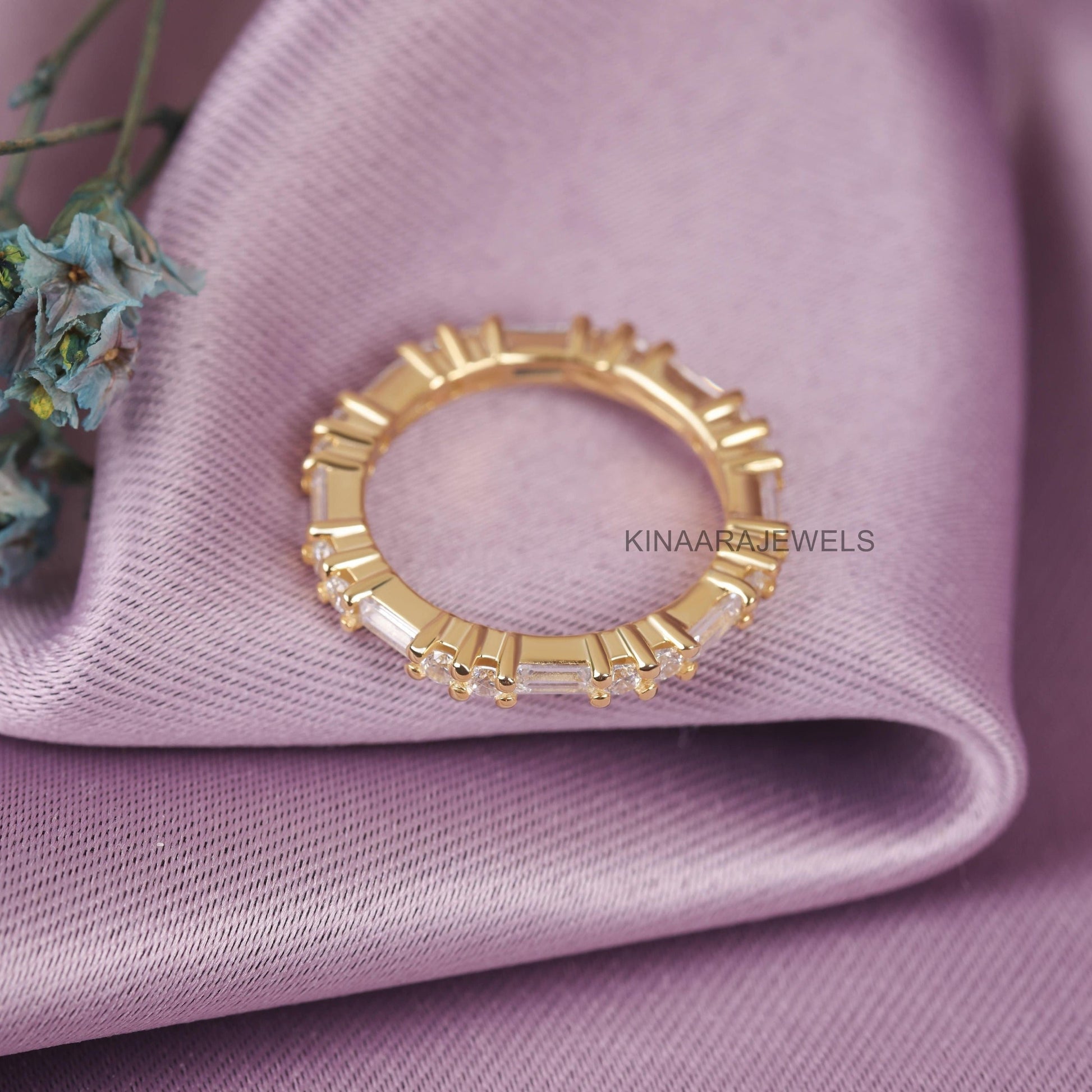 baguette and round diamond eternity band