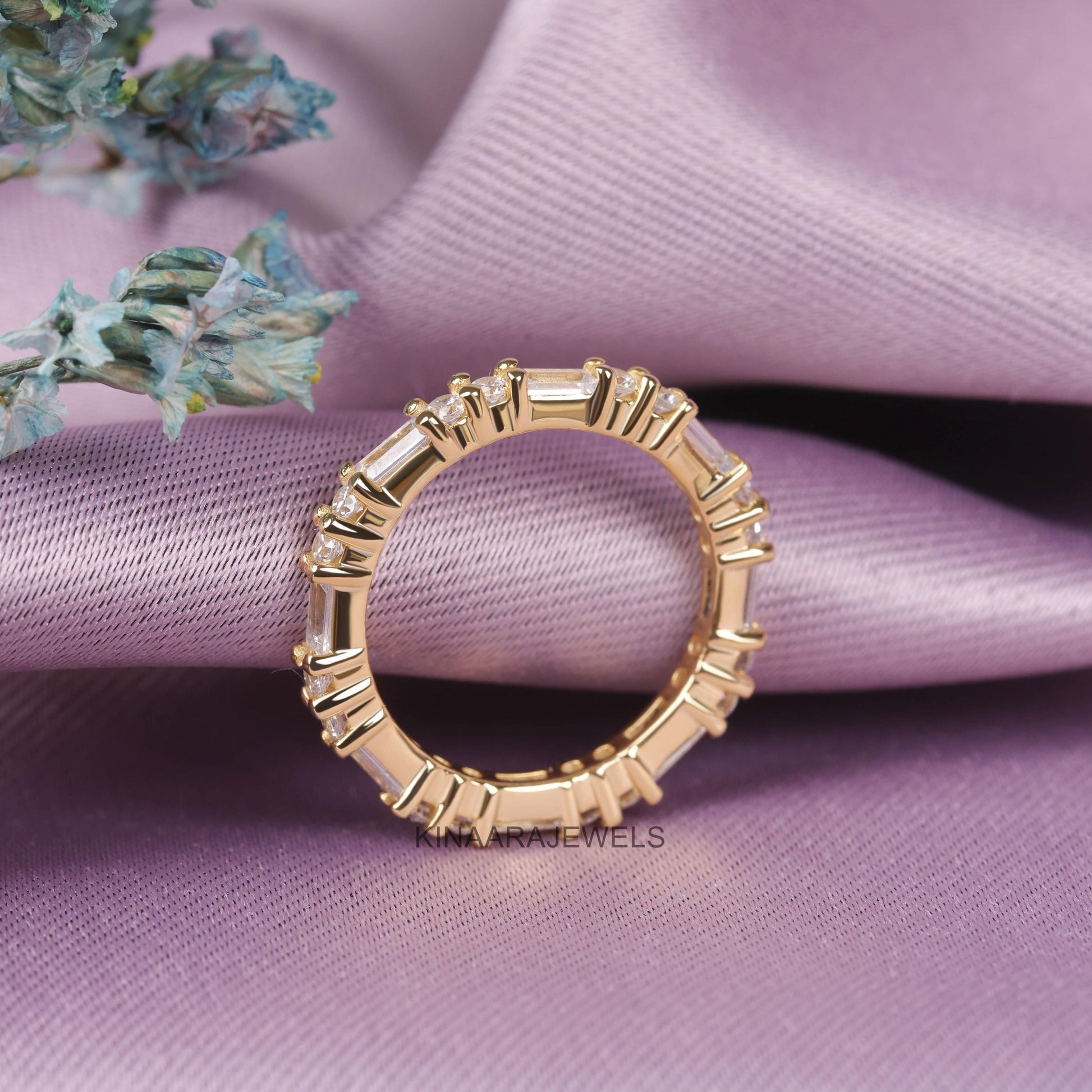 Round and Baguette Diamond Eternity Band - Kinaara Jewels