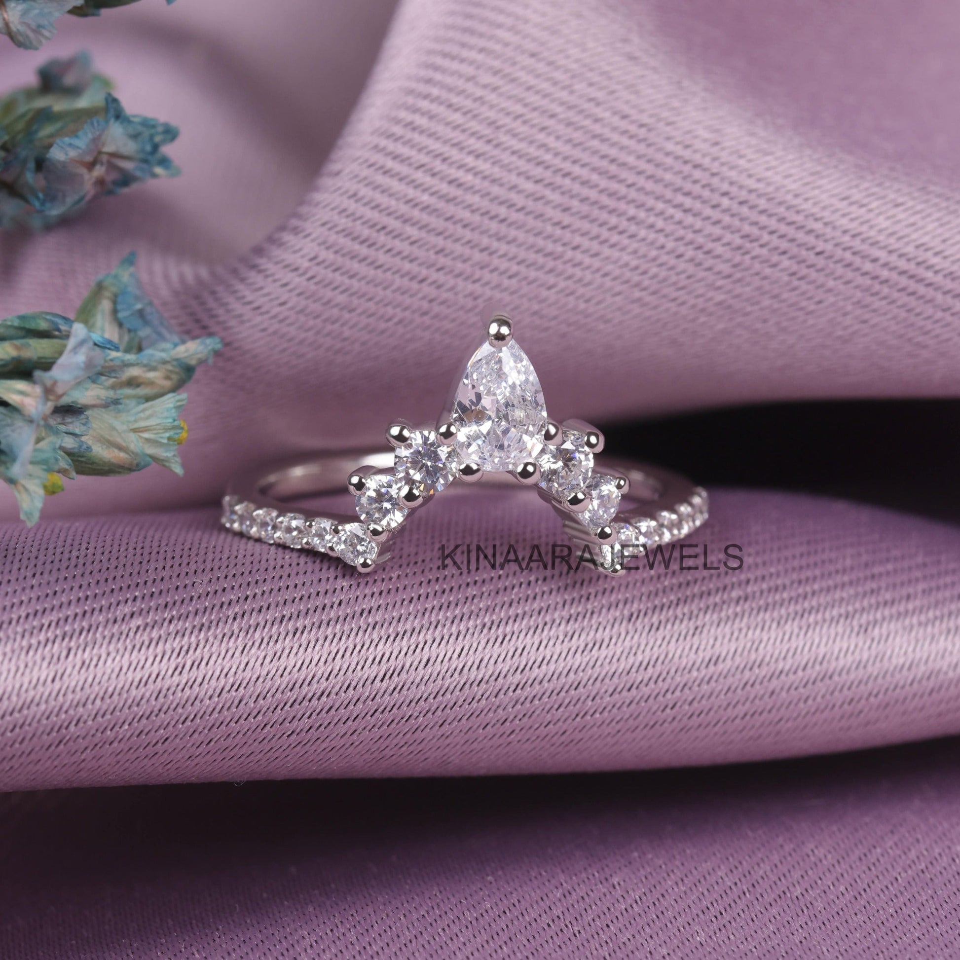 V Shaped Chevron Lab Grown Diamond Wedding Band