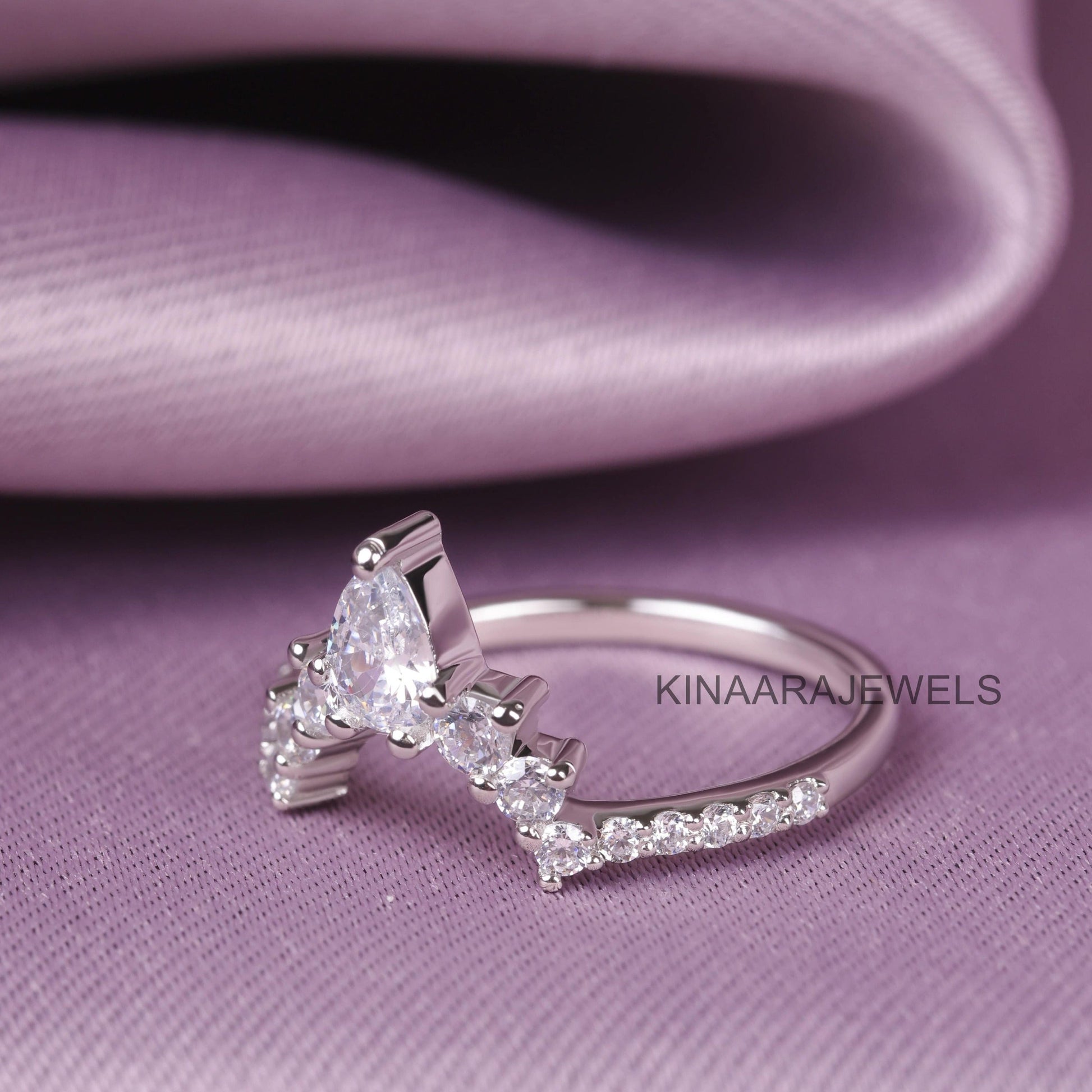 Buy V Shaped Chevron Diamond Wedding Band Online by Kinaara Jewels