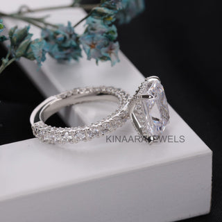 5 Ct Radiant Cut Moissanite Hidden Halo Engagement Ring - Kinaara Jewels