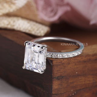 Emerald Cut Hidden Halo Engagement Ring - Kinaara Jewels