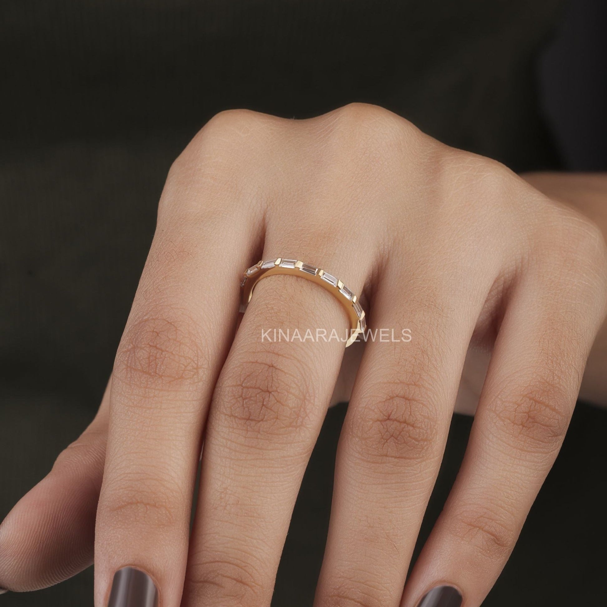 Baguette Cut Lab Grown Diamond Bar Set Half Eternity Band7