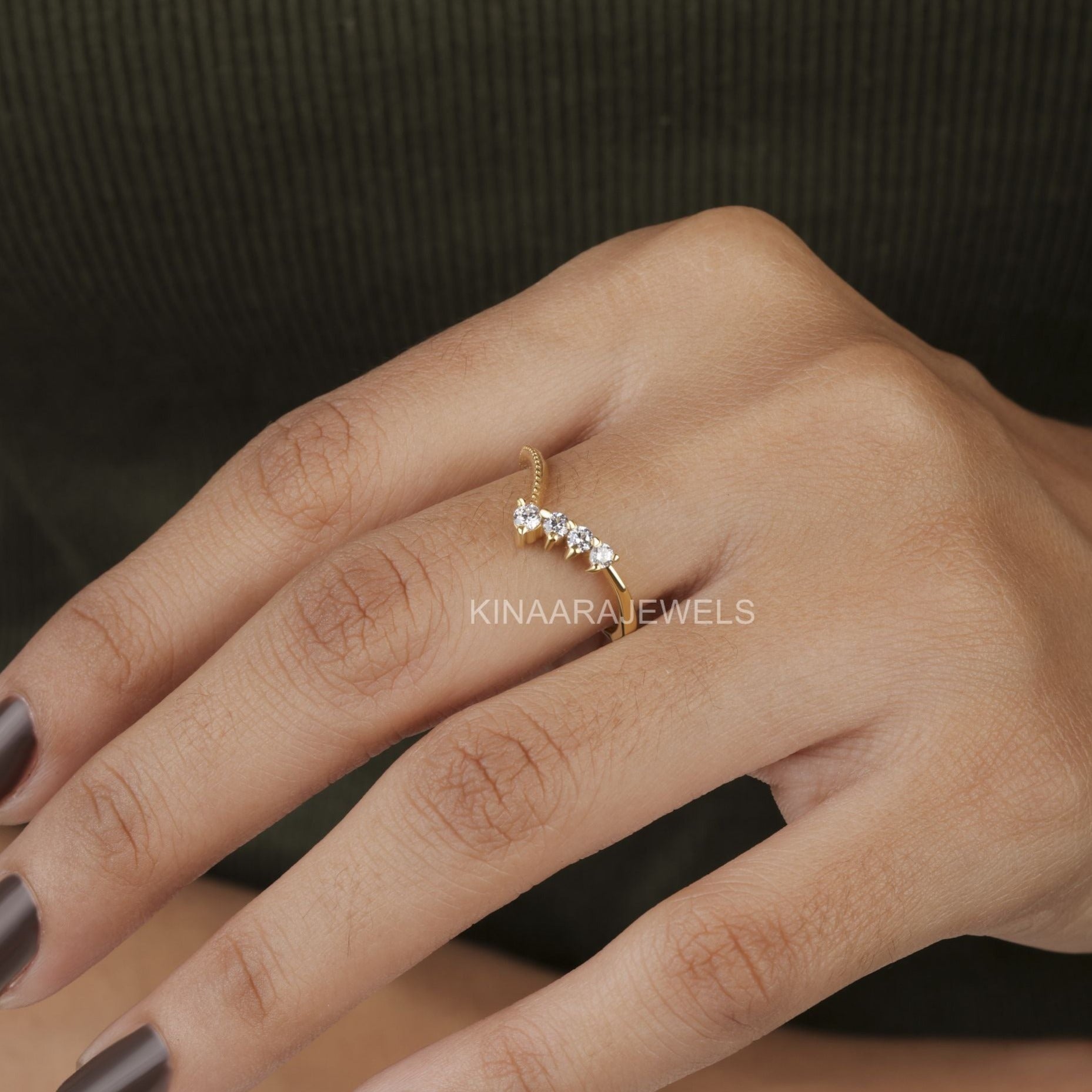 14K Yellow Gold & Lab Grown Diamond Curved Matching Engagement ring2		