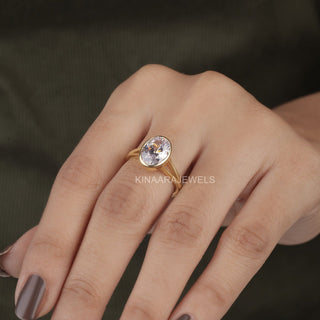 Oval shaped with Split Shank Solitaire Lab Grown Diamond Ring			