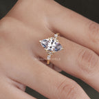 Marquise Cut Lab Grown Diamond Engagement Ring 14K Yellow Gold1