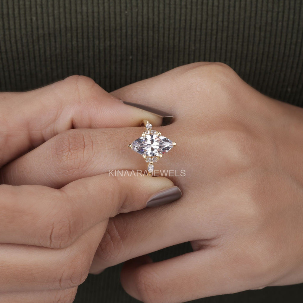  Marquise Cut Engagement Ring 14K Yellow Gold - Kinaara Jewels2