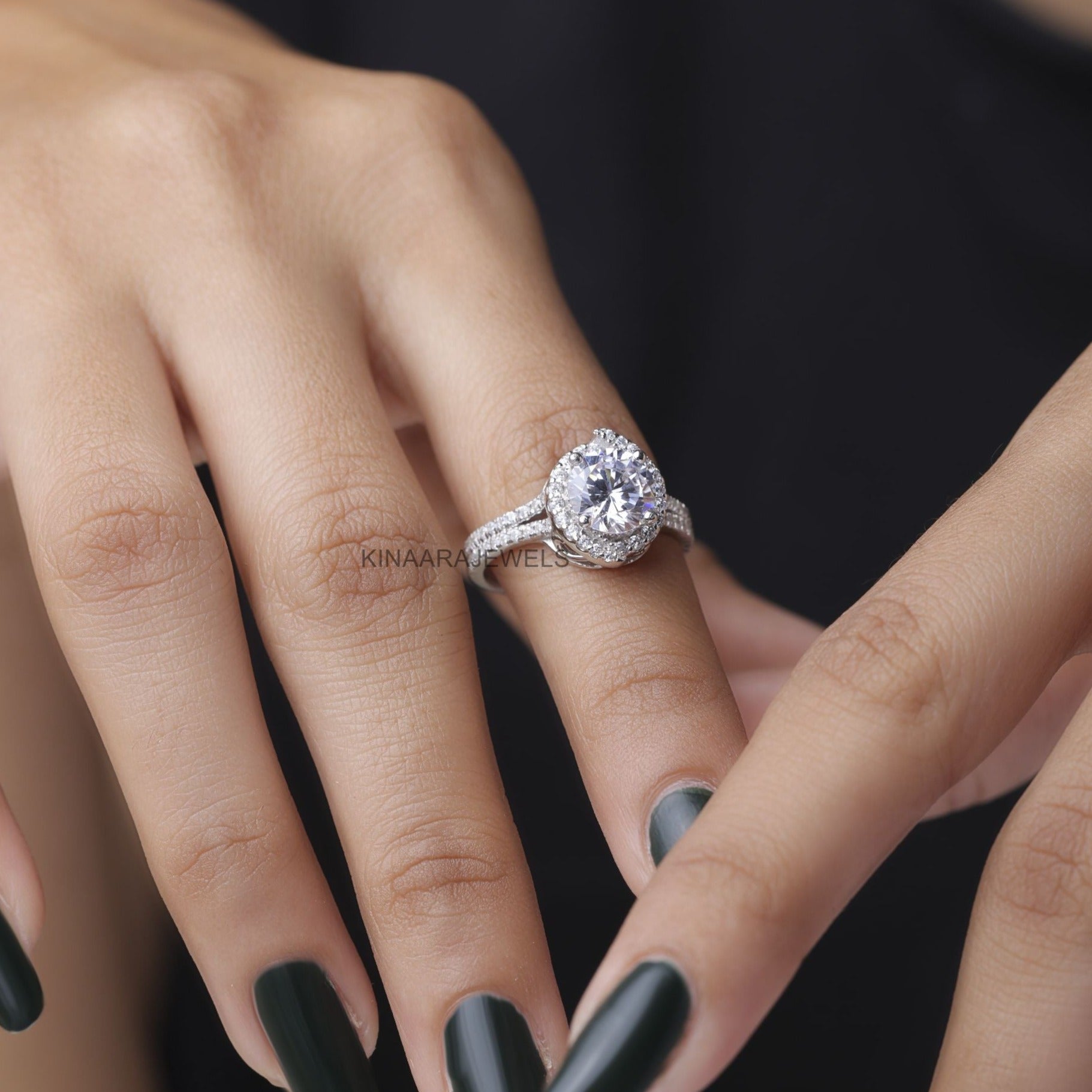 Round Cut Lab Grown Diamond Split Shank Engagement Ring