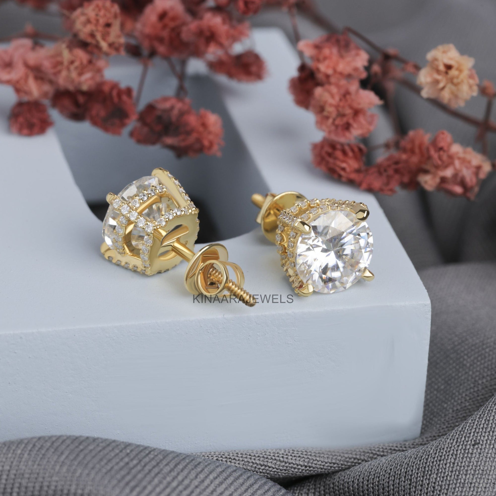 round brilliant cut diamond earrings