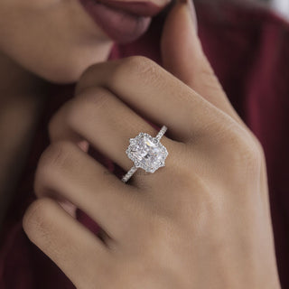 Radiant Cut Lab Created Diamond Halo Engagement Ring - Kinaara Jewels