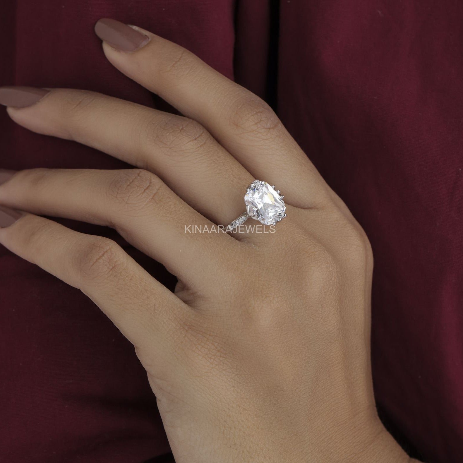 elongated cushion cut engagement rings