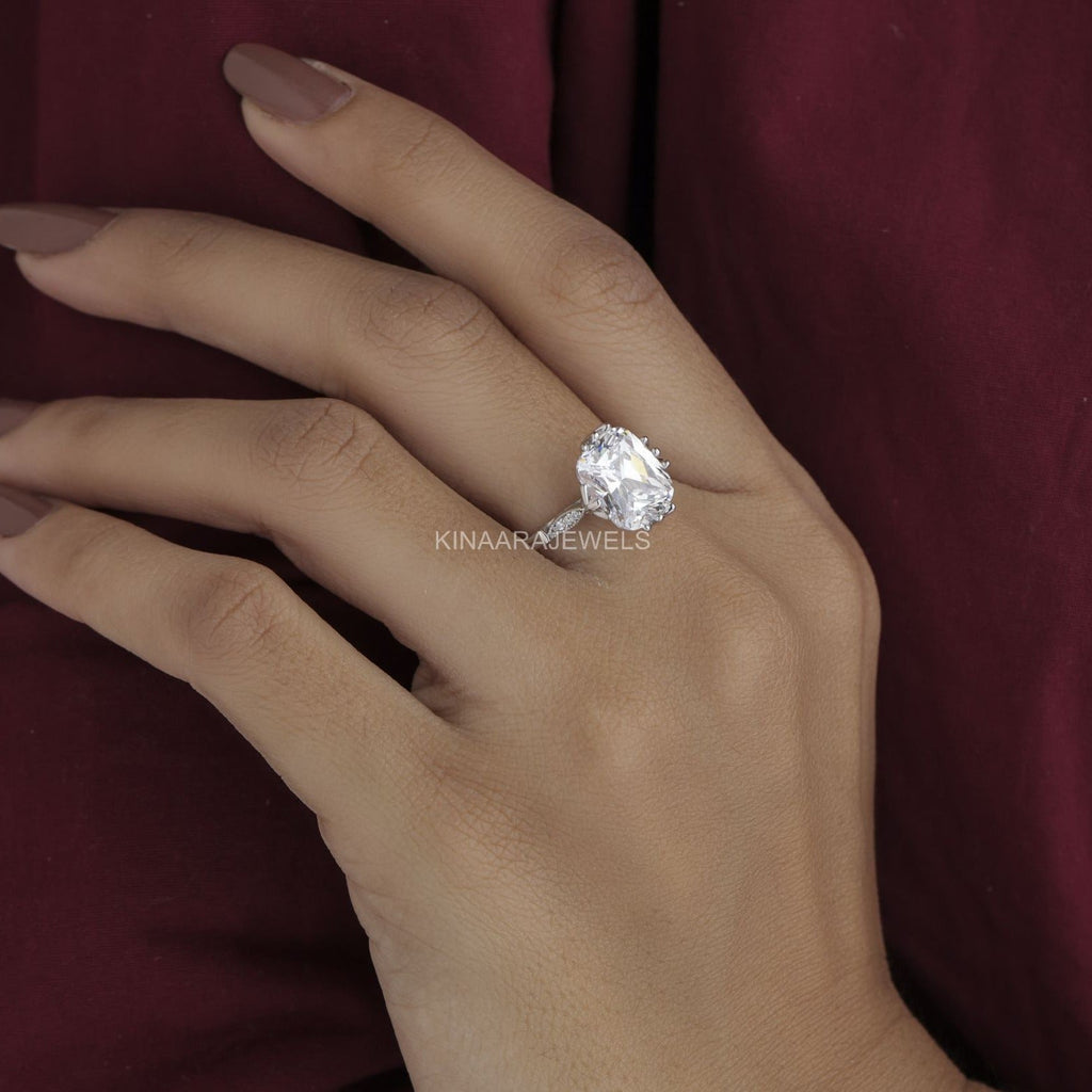elongated cushion cut engagement rings