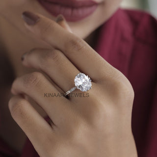 cushion cut moissanite diamond engagement ring