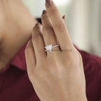 Triangle Moissanite Hidden Halo Solitaire Ring Best Gift For Her2						