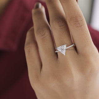 triangle diamond hidden halo solitaire ring