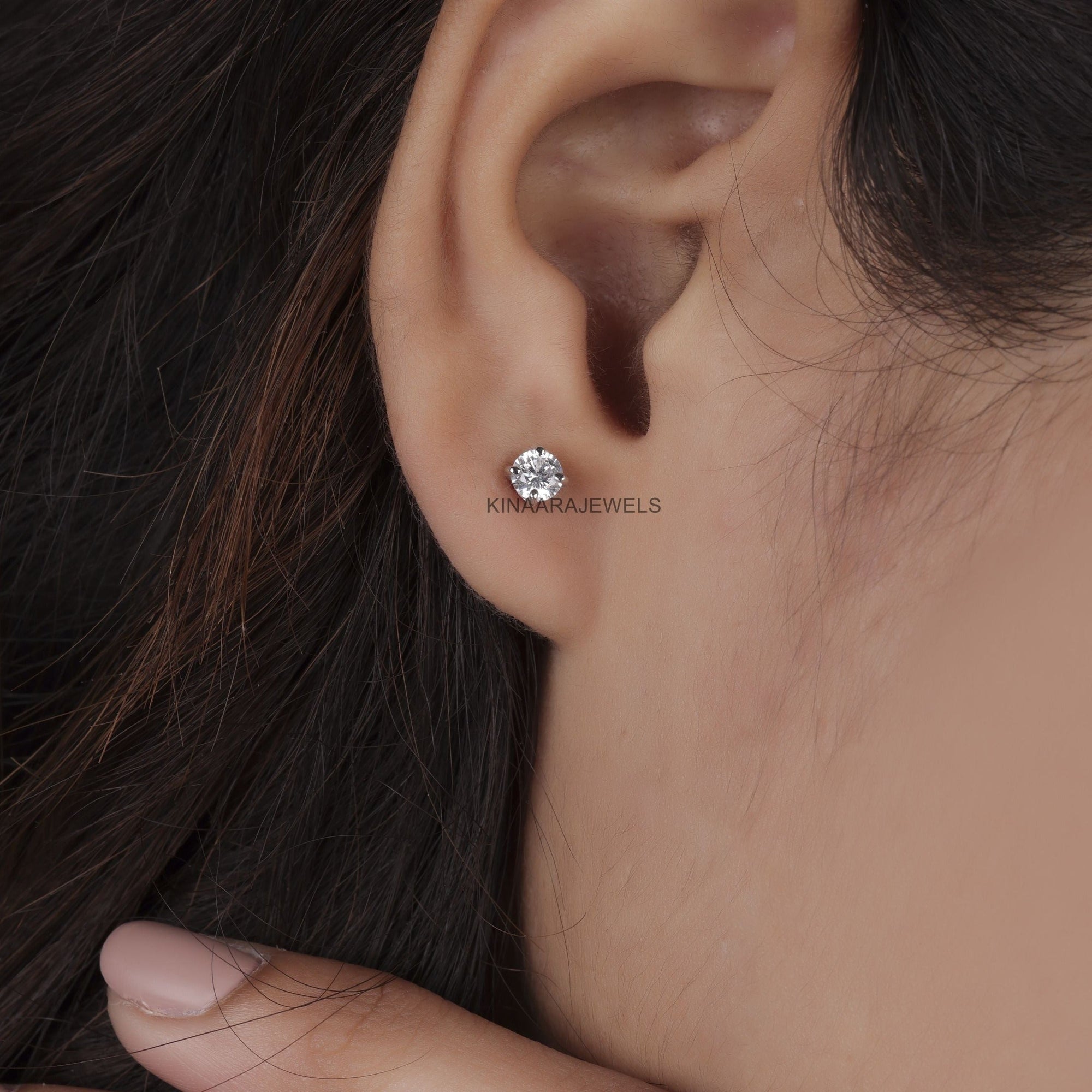 Round Cut Lab Grown Diamond Stud Earrings for women