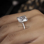 Radiant Cut Moissanite Hidden Halo Ring - Kinaara Jewels