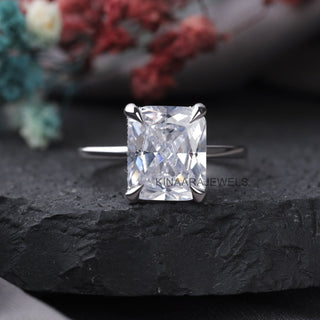 4.50 CT Radiant Cut Moissanite Hidden Halo Solitaire Ring