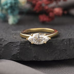 East West Marquise Cut Lab Created Diamond Solitaire Engagement Ring