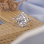 2.0 CT Oval Lab Grown Diamond Sunburst Engagement Ring
