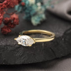 East West Marquise Cut Diamond Solitaire Engagement Ring - Kinaara Jewels