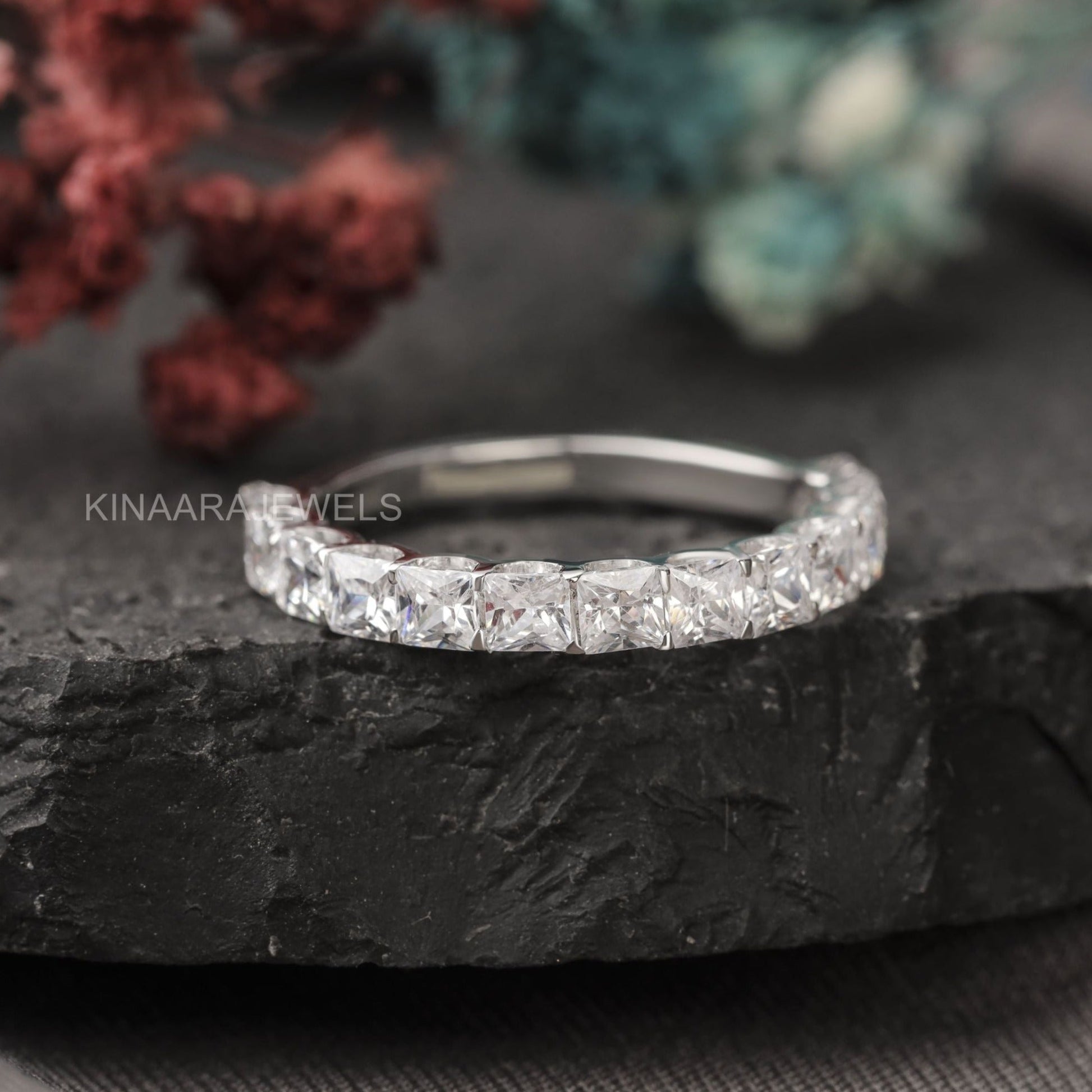 Princess cut Lab Created Diamond Half eternity band