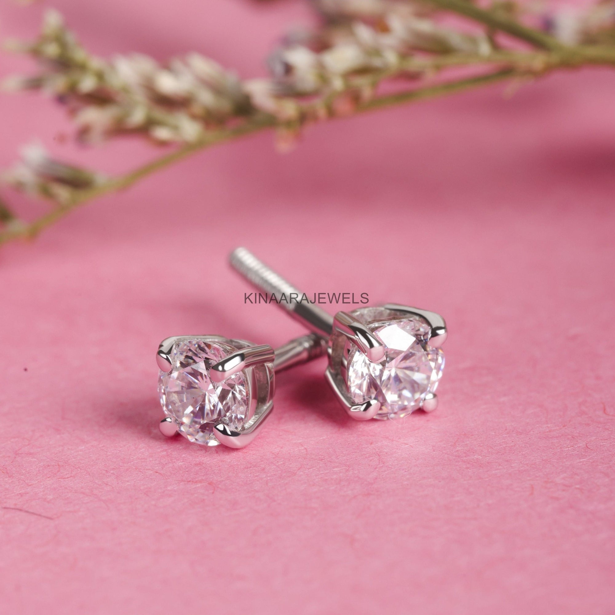Round Cut Lab Grown Diamond Stud Earrings