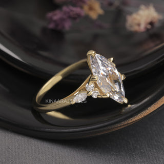 seven marquise cut diamond engagement ring