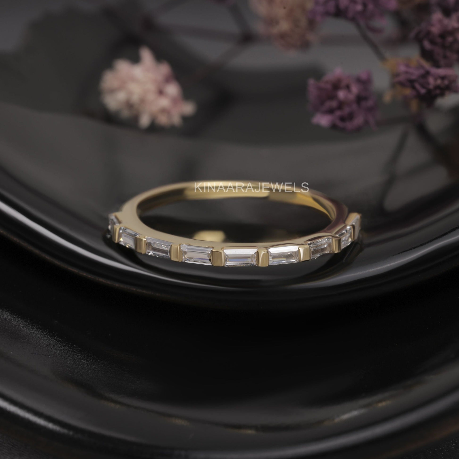 Baguette Cut Lab Grown Diamond Bar Set Half Eternity Band