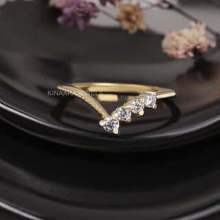 14K Yellow Gold & Lab Grown Diamond Curved Matching Engagement Ring