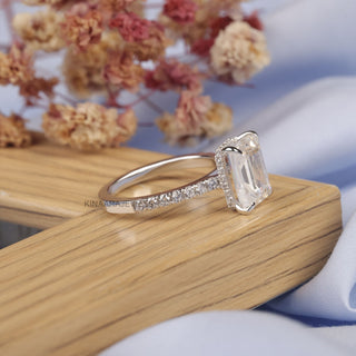 Emerald Cut Moissanite Hidden Halo Engagement Ring - Kinaara Jewels