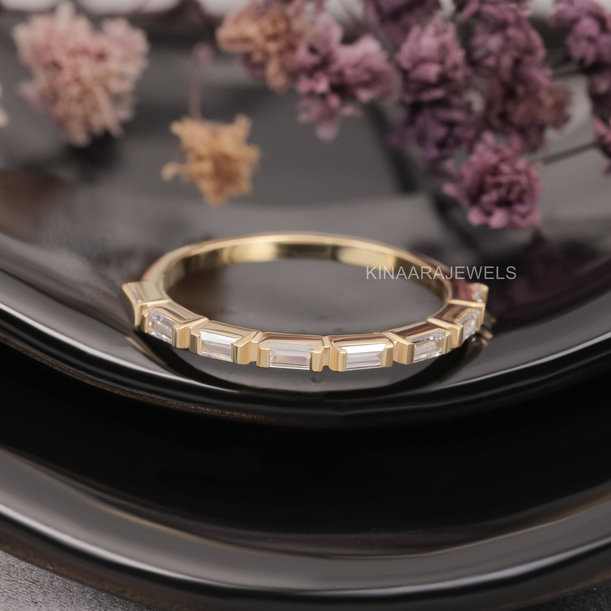 Baguette Cut Lab Grown Diamond Bar Set Half Eternity Band