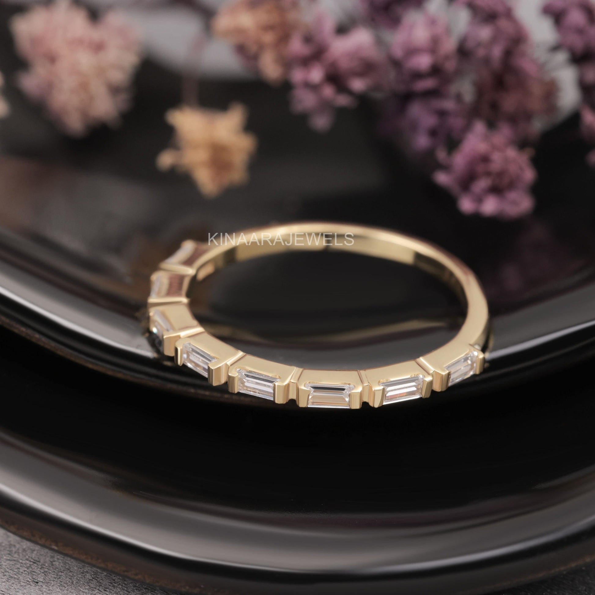 baguette diamond half eternity ring