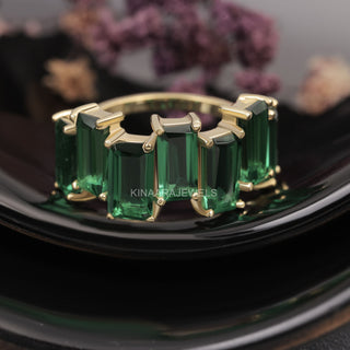 Seven Emerald Gemstone Ring Luxurious Wedding Gift For Her