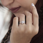 Vintage Radiant shaped Lab Grown Diamond Cluster Engagement Ring