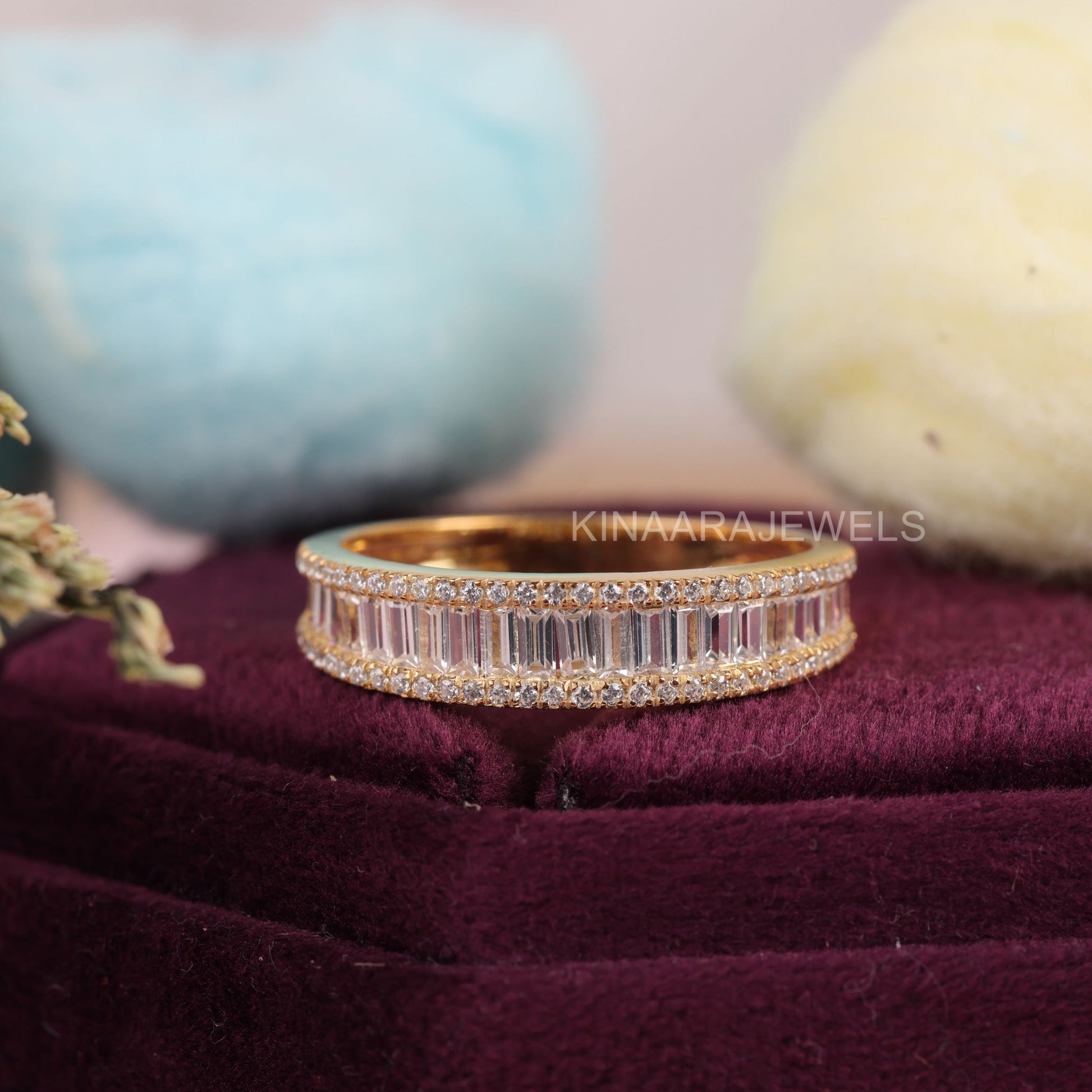 Round And Baguette Diamond Half Eternity Band - Kinaara Jewels
