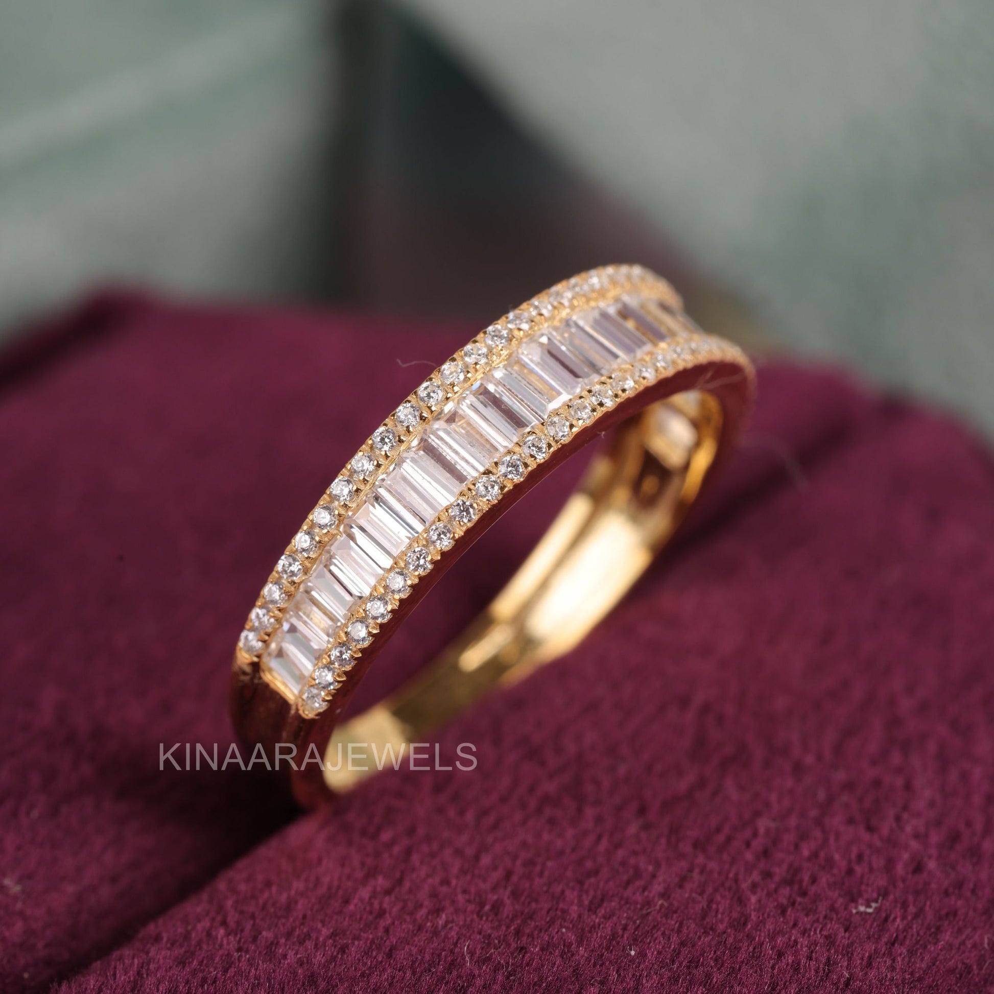 Round And Baguette Lab Grown Diamond Half Eternity Band2