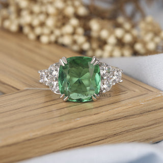 Emerald Cushion Cut Engagement Rings