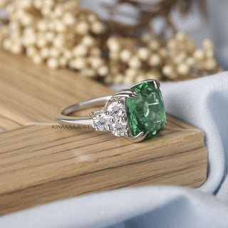 Emerald Cushion Cut Engagement Rings - Kinaara Jewels