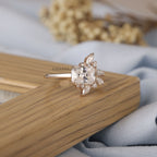 Vintage Radiant Cut Diamond Cluster Engagement Ring - Kinaara Jewels