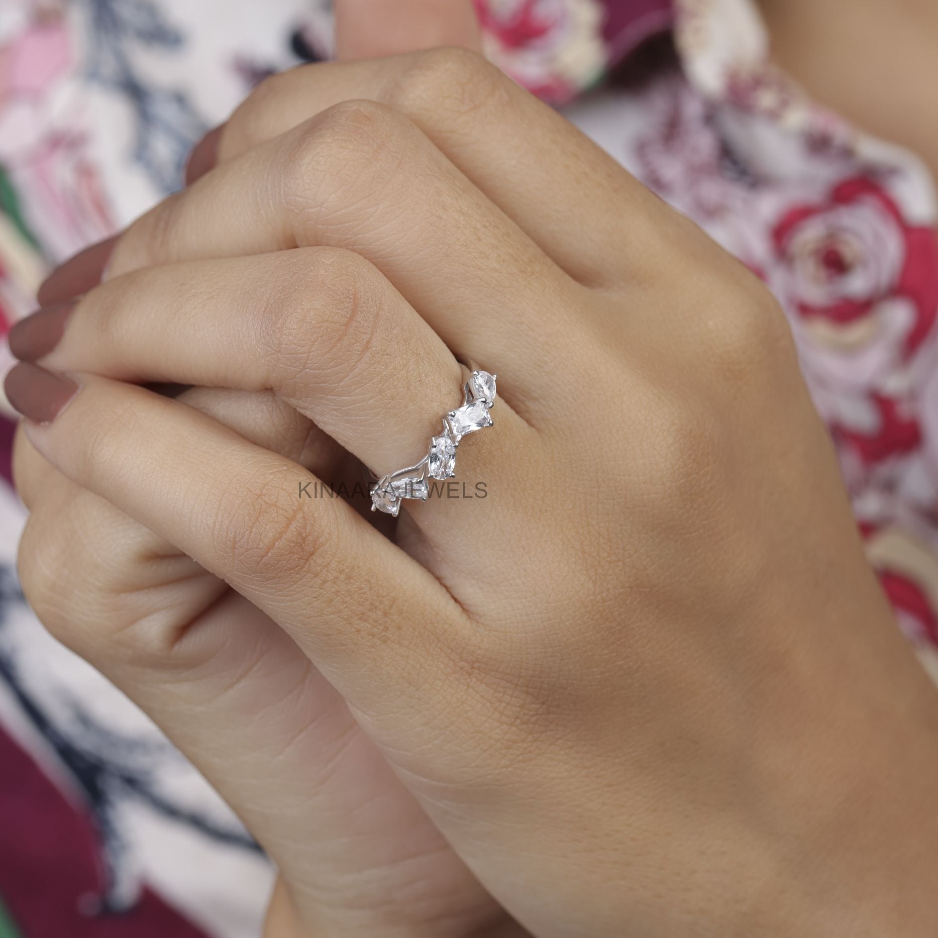 multi shape diamond band
