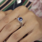 2 Ct Blue Oval Cut Sapphire Engagement Ring
