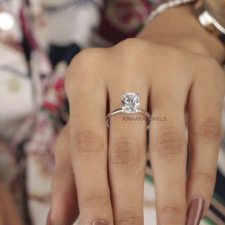 3 CT Cushion Cut Lab Grown Diamond Solitaire Hidden Halo Ring3