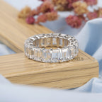 Emerald Cut Moissanite Full Eternity Wedding Band - Kinaara Jewels