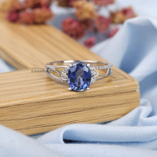 2 Ct Blue Sapphire Oval Engagement Ring